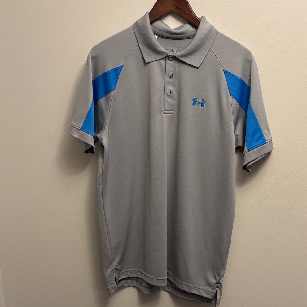 Under Armour Gray and Blue Performance Polo